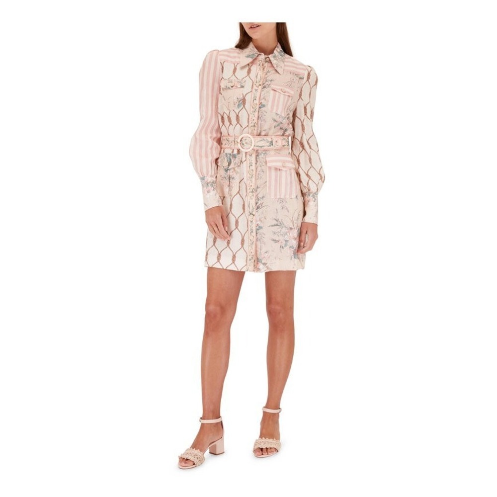 Zimmermann Spliced Moonshine Patched Shirt Dress Floral Sz 0 NWT $695 Linen